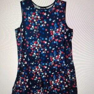 Multicolored Patriotic Tank Top with Star Pattern